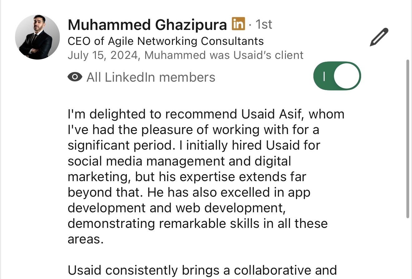 LinkedIn recommendations preview